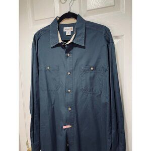 Vintage Carhartt Blue Long Sleeve Button-Up Collared Work Shirt Heavy Duty Size